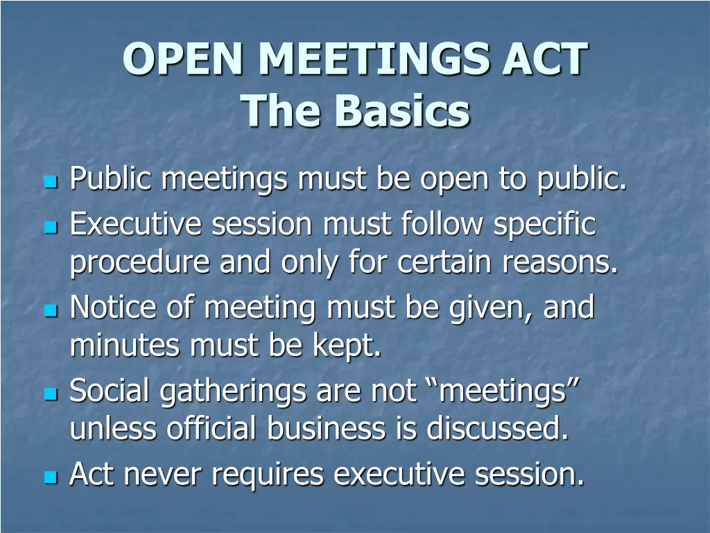 open meetings act the basics