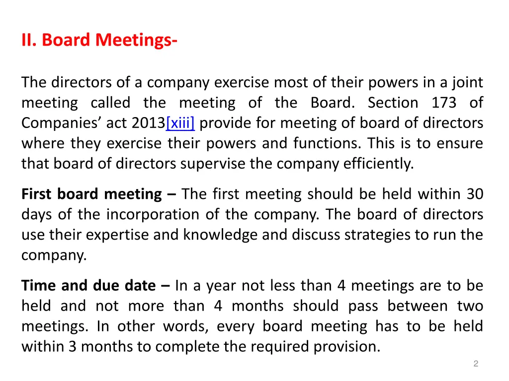 ii board meetings