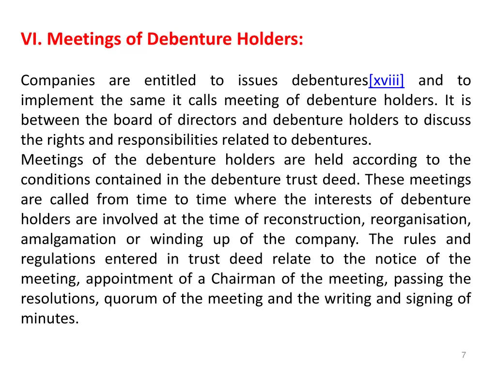 vi meetings of debenture holders