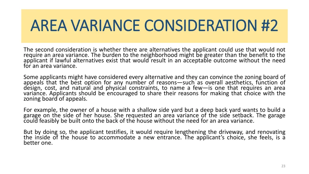 area variance consideration 2 area variance