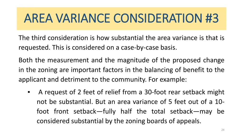 area variance consideration 3 area variance