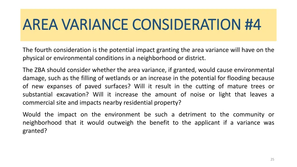 area variance consideration 4 area variance