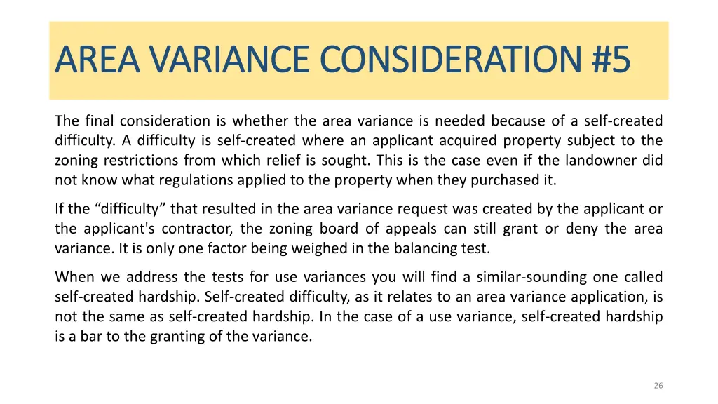 area variance consideration 5 area variance