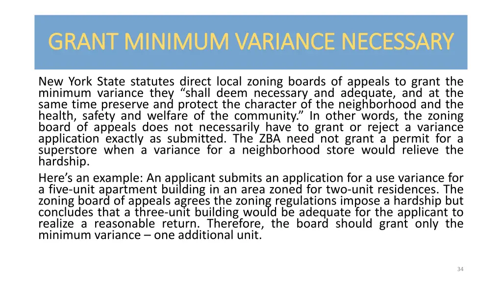 grant minimum variance necessary grant minimum