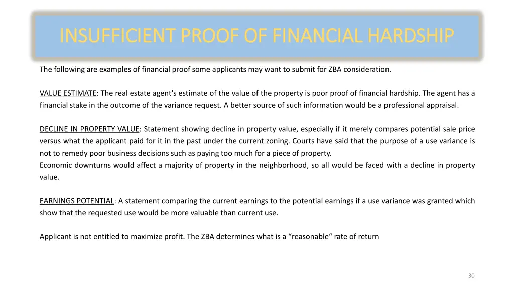 insufficient proof of financial hardship