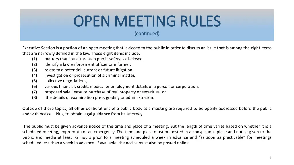 open meeting rules open meeting rules continued 1