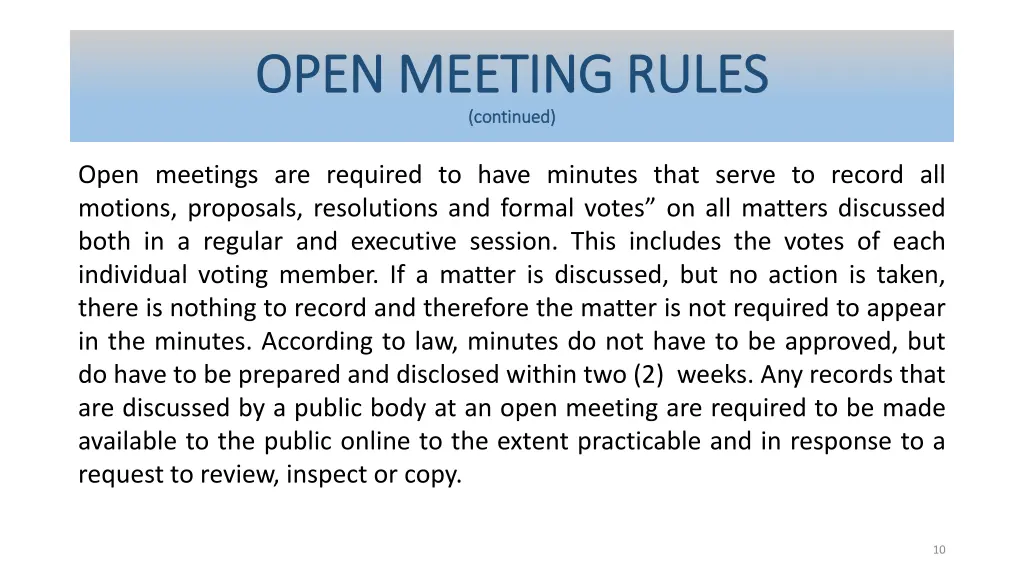 open meeting rules open meeting rules continued 2