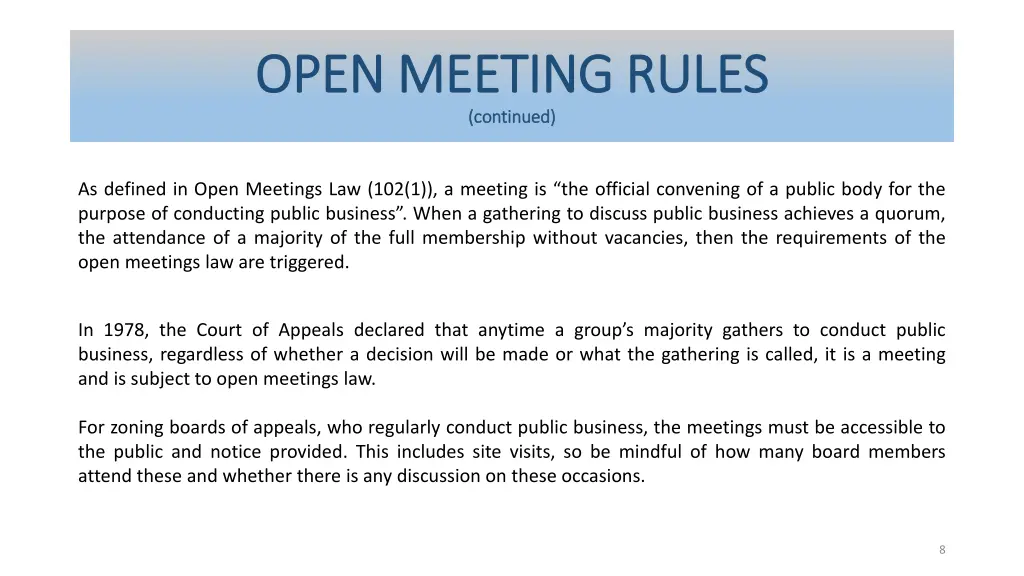 open meeting rules open meeting rules continued