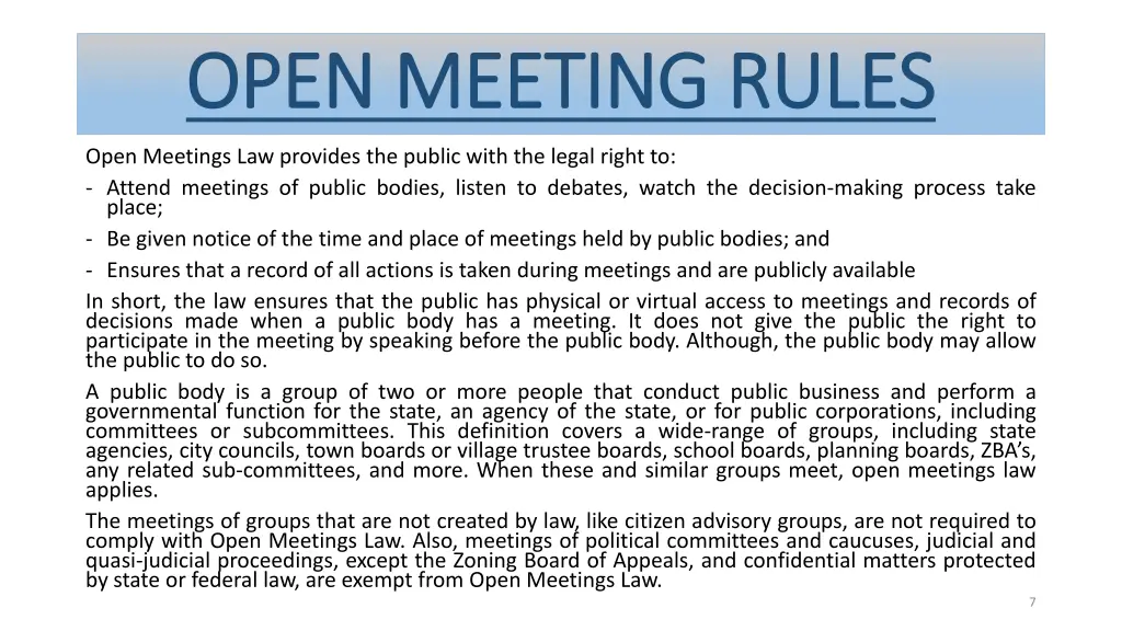 open meeting rules open meeting rules