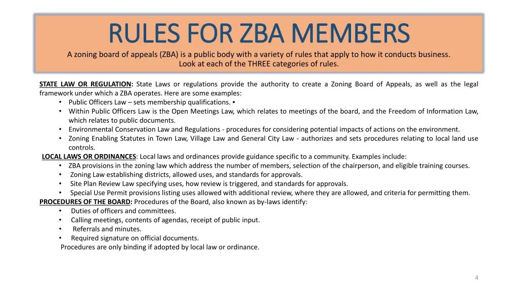 rules for zba members rules for zba members