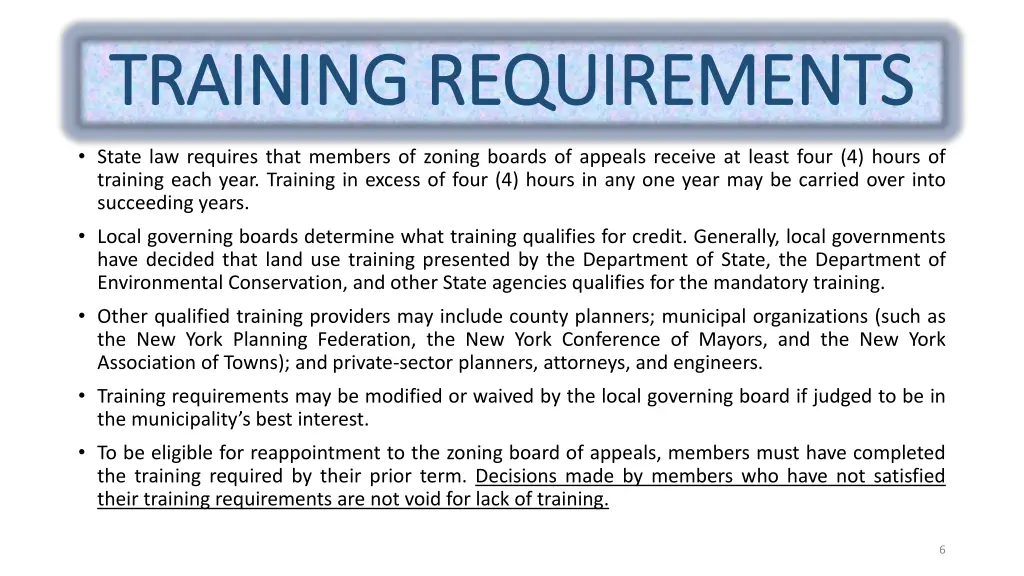 training requirements training requirements