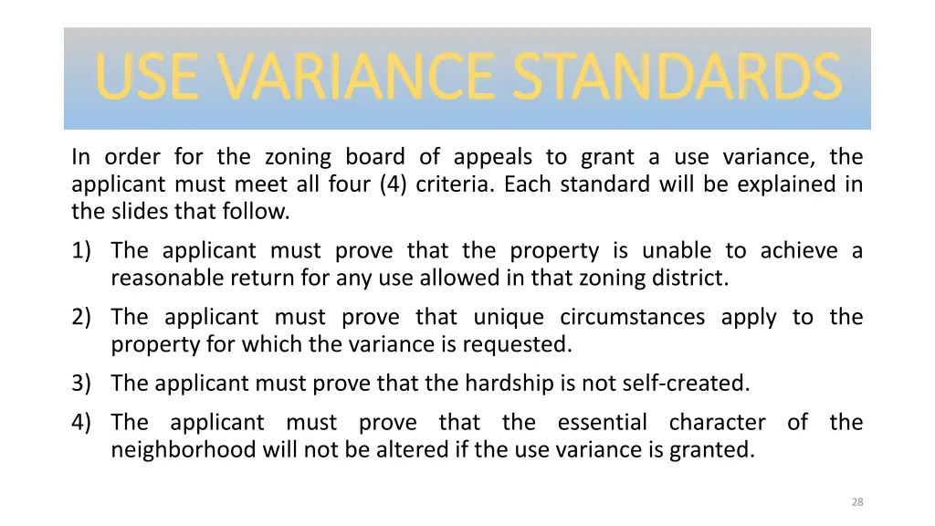 use variance standards use variance standards