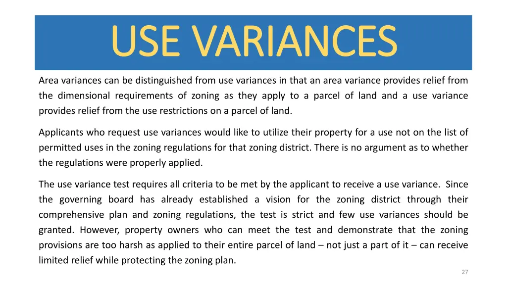 use variances use variances