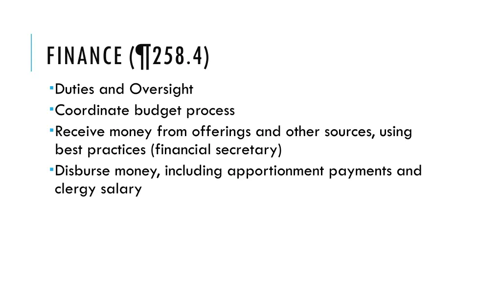 finance 258 4 duties and oversight coordinate