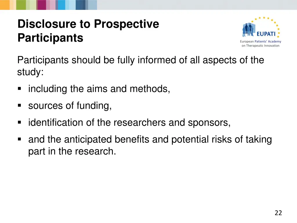 disclosure to prospective participants 1