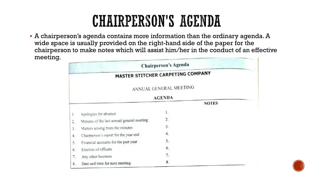 chairperson s agenda a chairperson s agenda