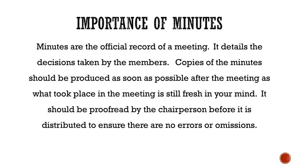 importance of minutes