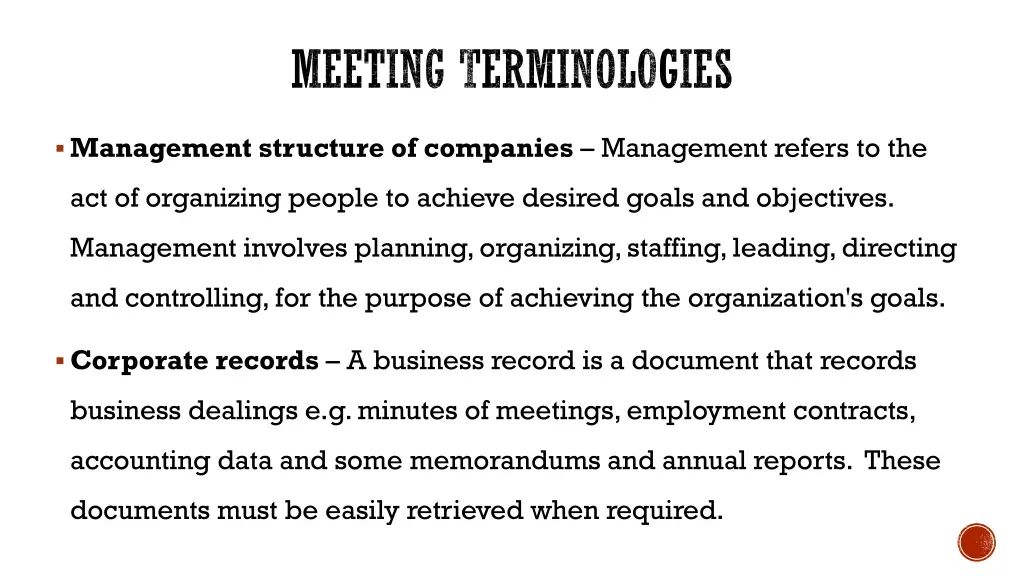 meeting terminologies 1