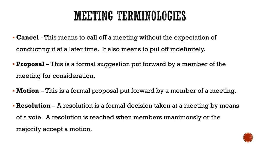 meeting terminologies 6