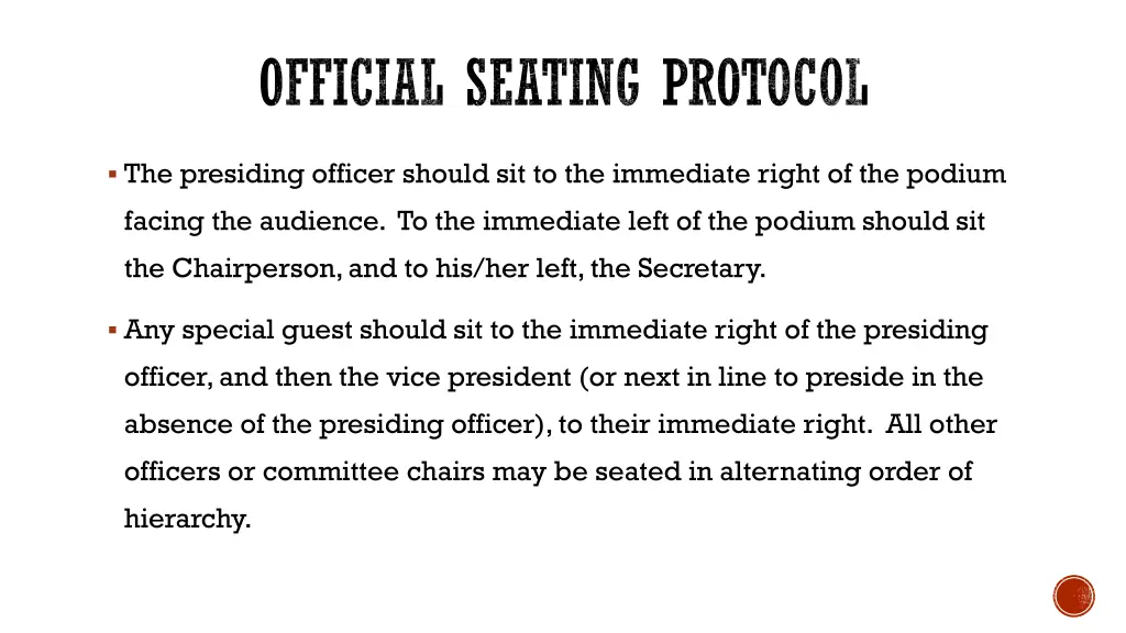 official seating protocol