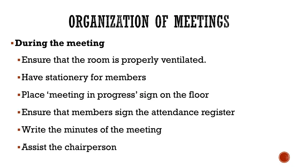 organization of meetings