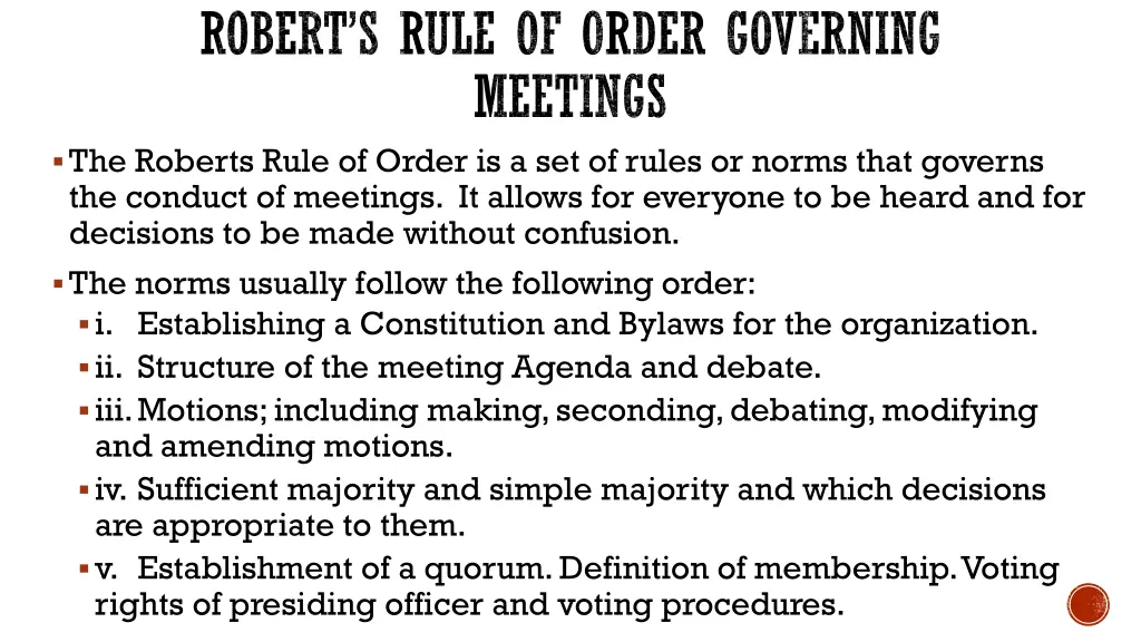 robert s rule of order governing meetings