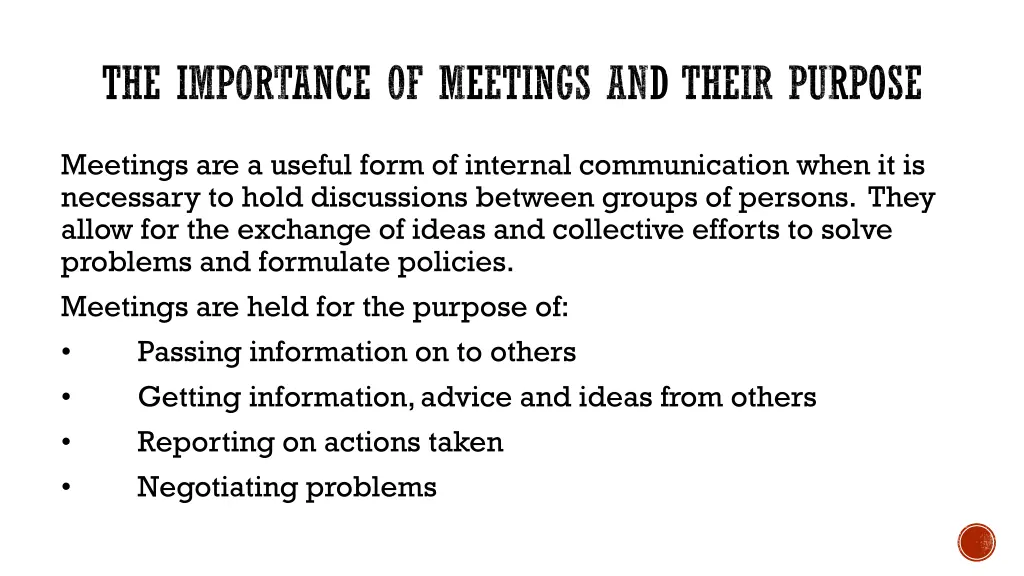 the importance of meetings and their purpose