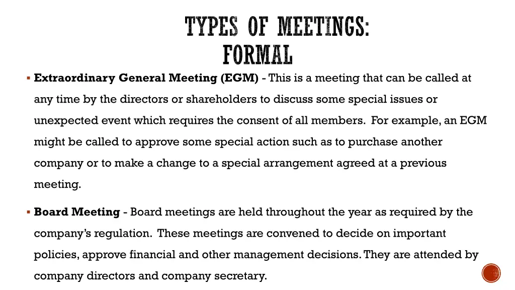 types of meetings formal 1