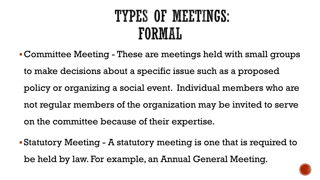 types of meetings formal 2