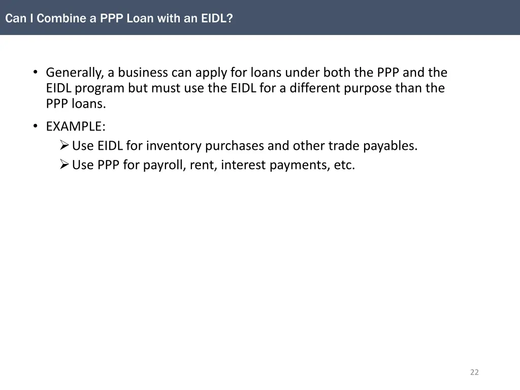 can i combine a ppp loan with an eidl