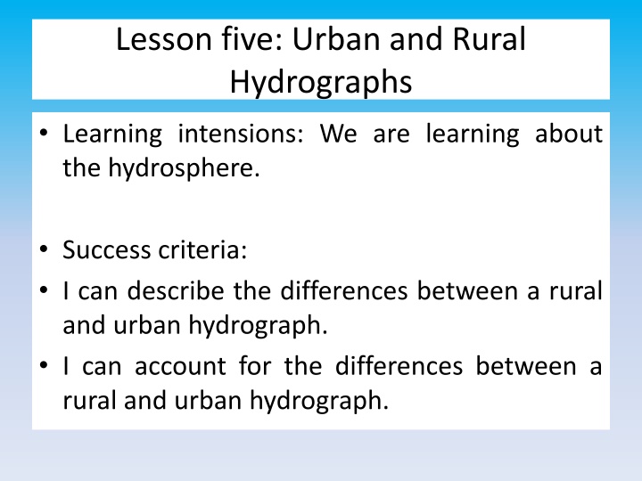 lesson five urban and rural hydrographs