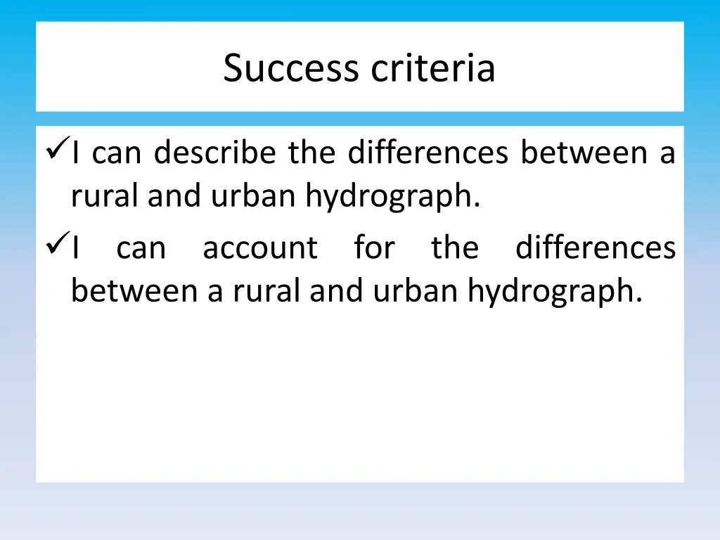 success criteria