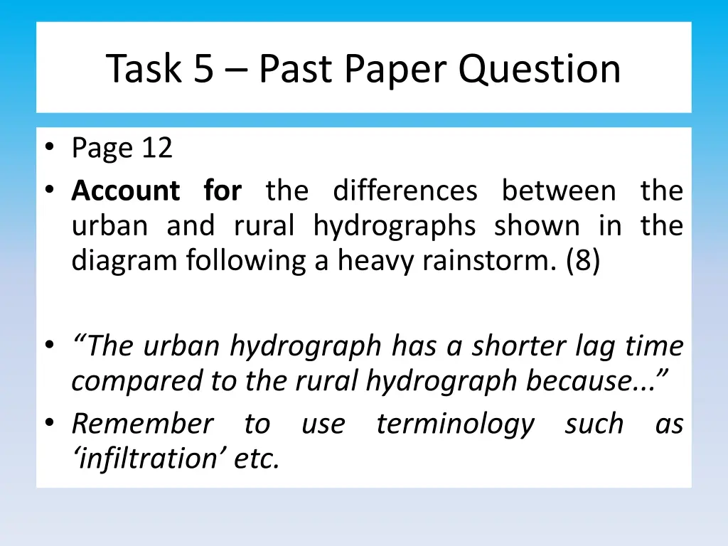 task 5 past paper question