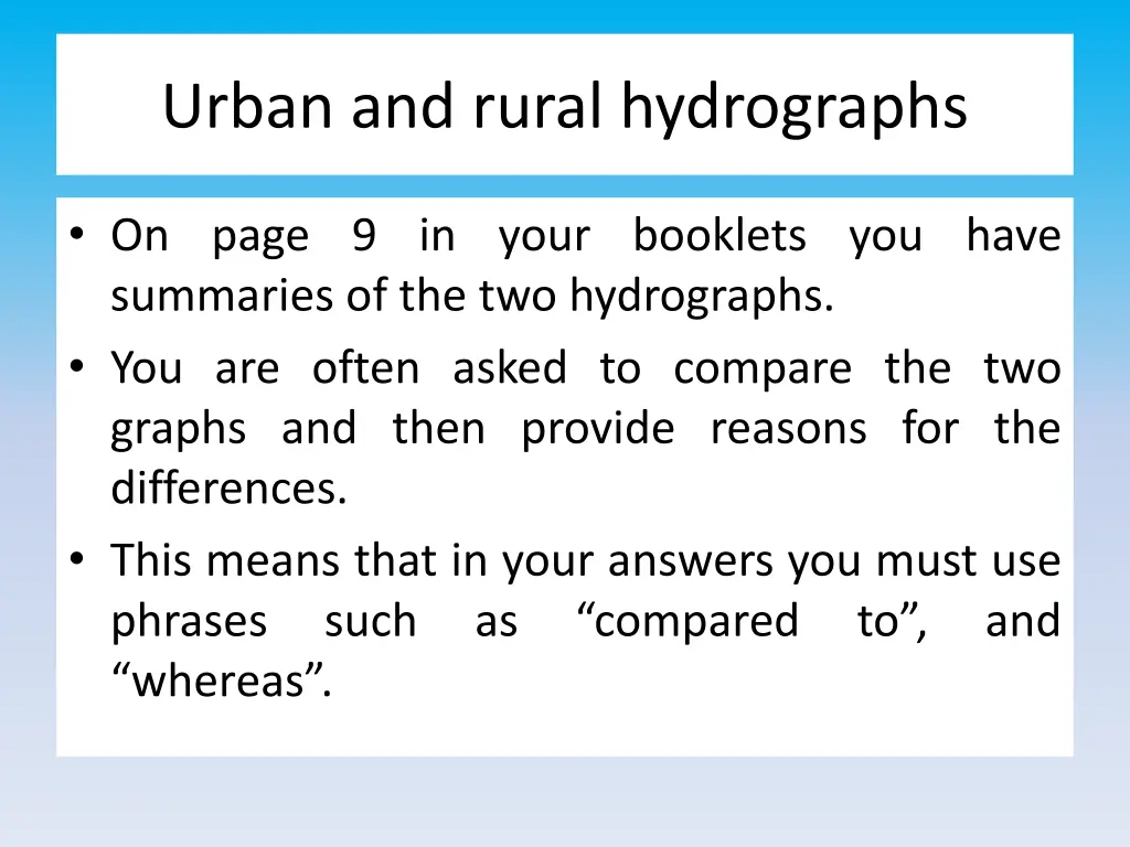 urban and rural hydrographs 1