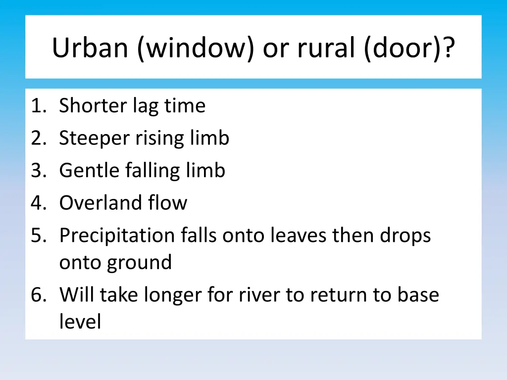 urban window or rural door