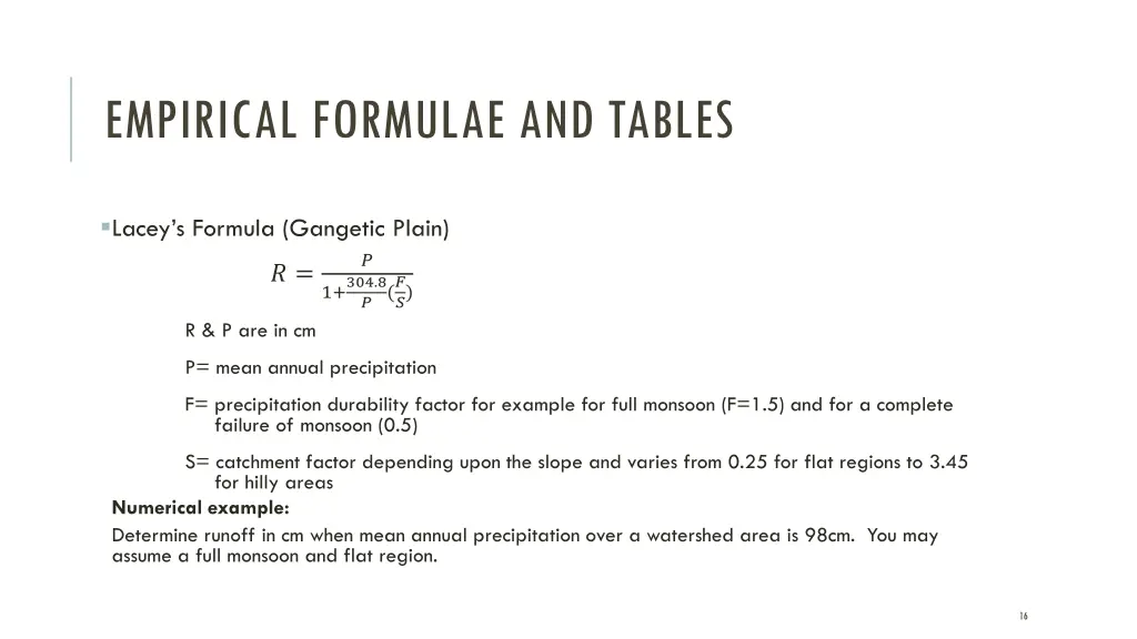 empirical formulae and tables 2