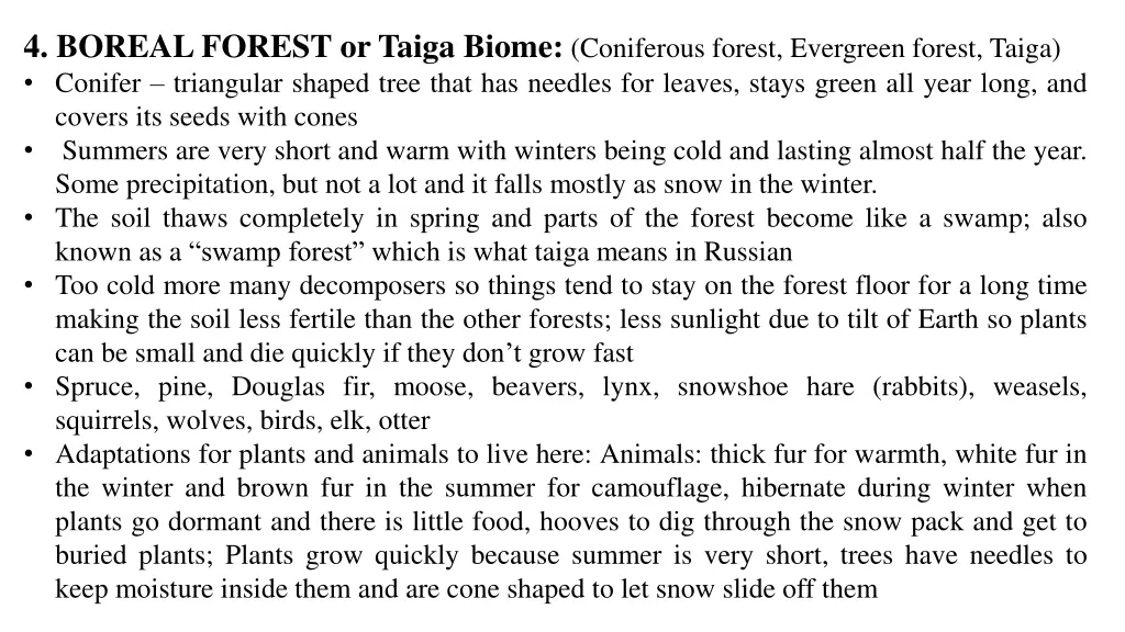 4 boreal forest or taiga biome coniferous forest