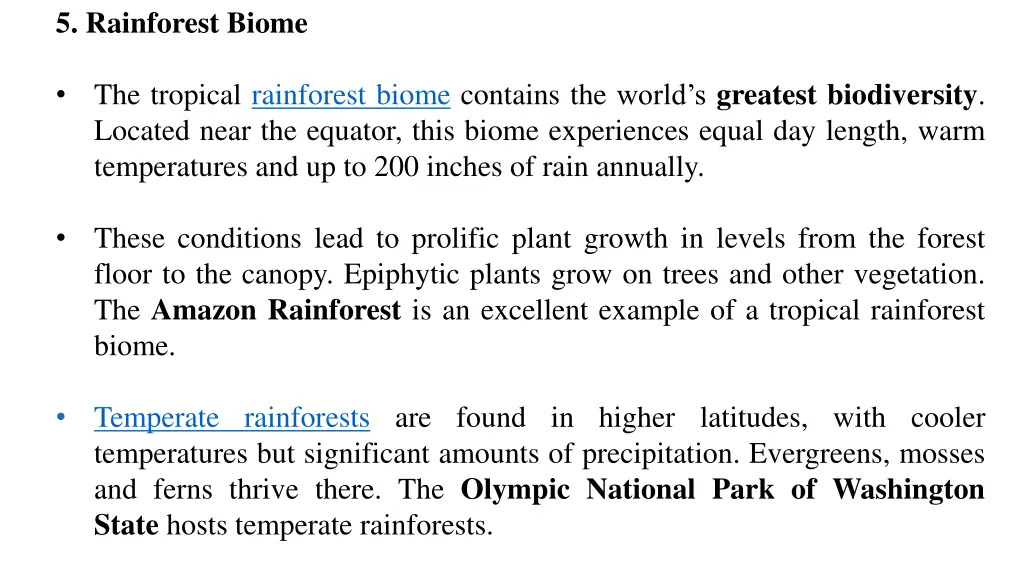 5 rainforest biome