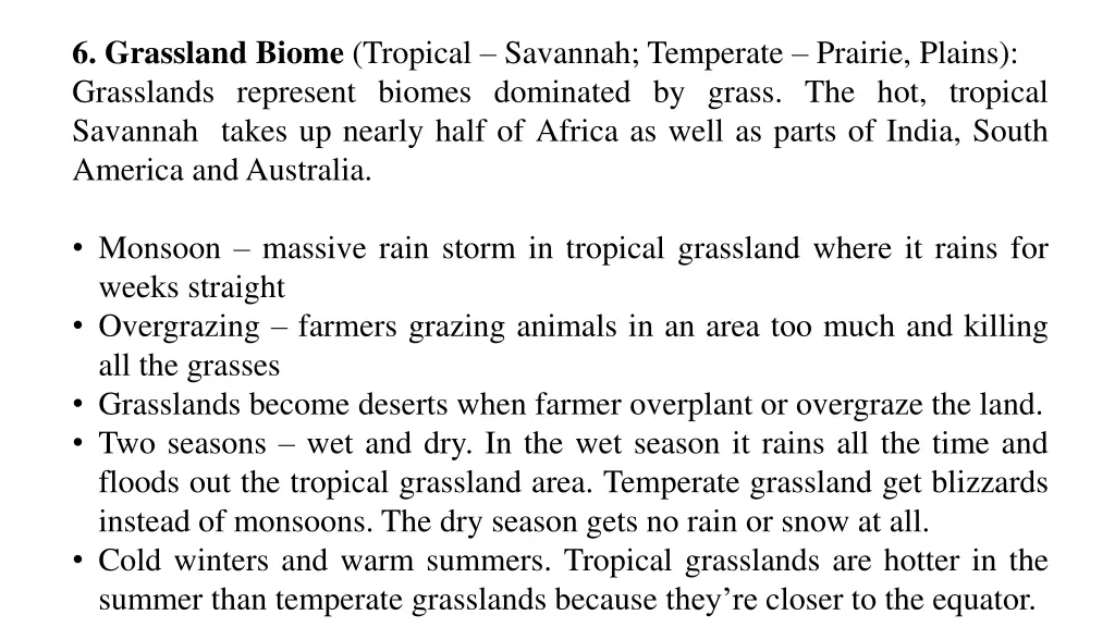 6 grassland biome tropical savannah temperate