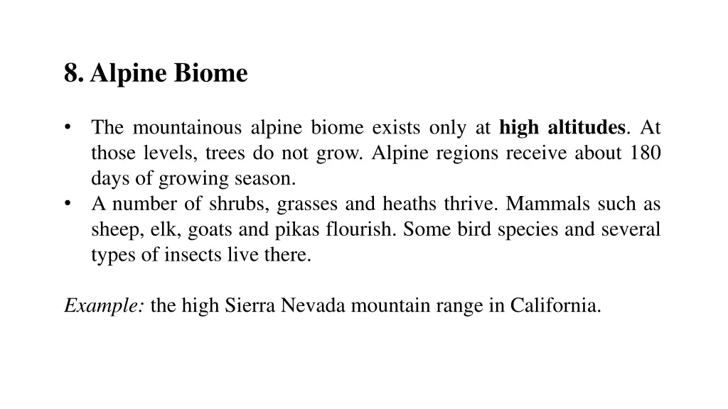 8 alpine biome