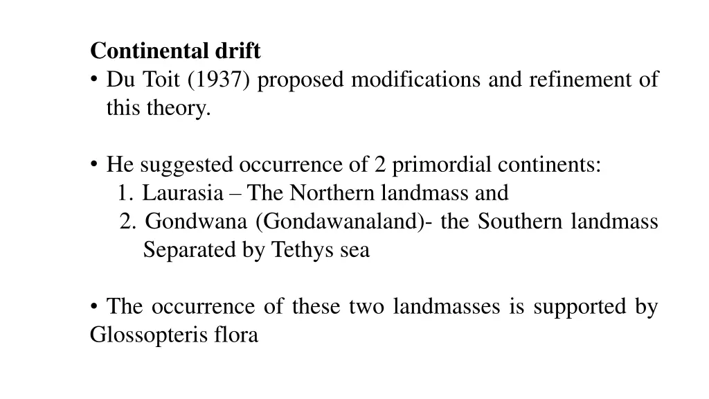 continental drift du toit 1937 proposed