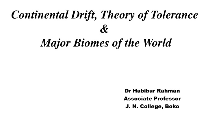 continental drift theory of tolerance major