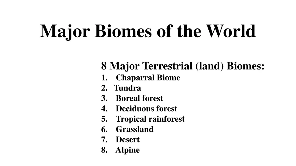 major biomes of the world