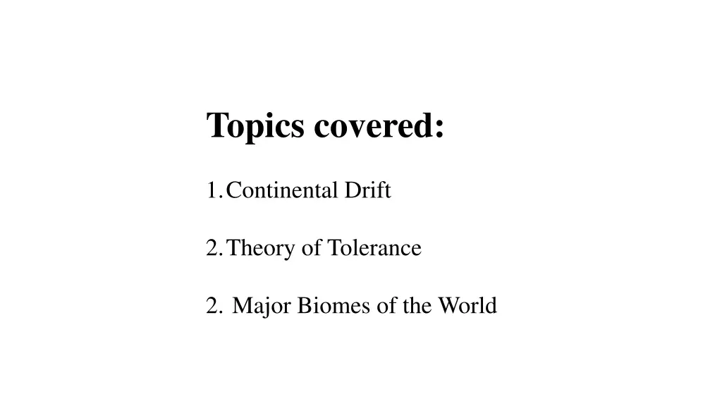 topics covered