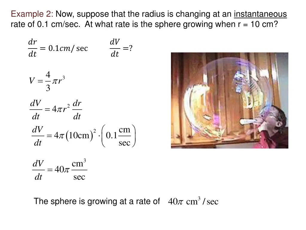 example 2 now suppose that the radius is changing