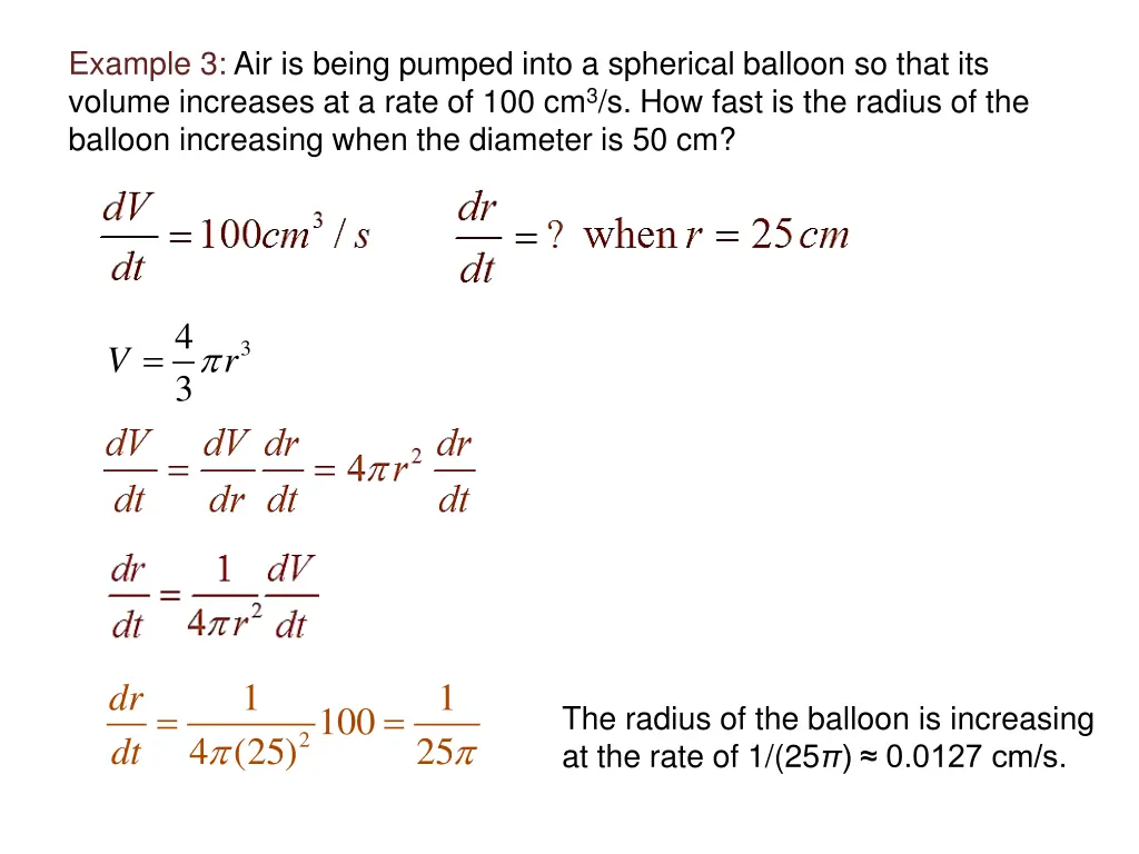 example 3 air is being pumped into a spherical