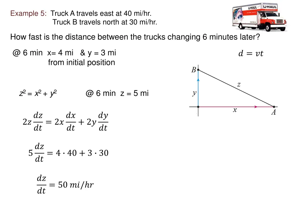 example 5 truck a travels east at 40 mi hr truck