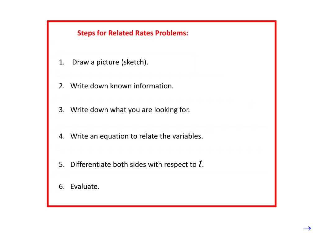 steps for related rates problems