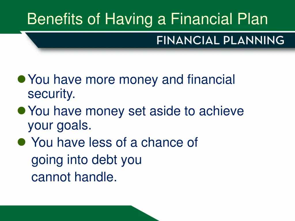 benefits of having a financial plan