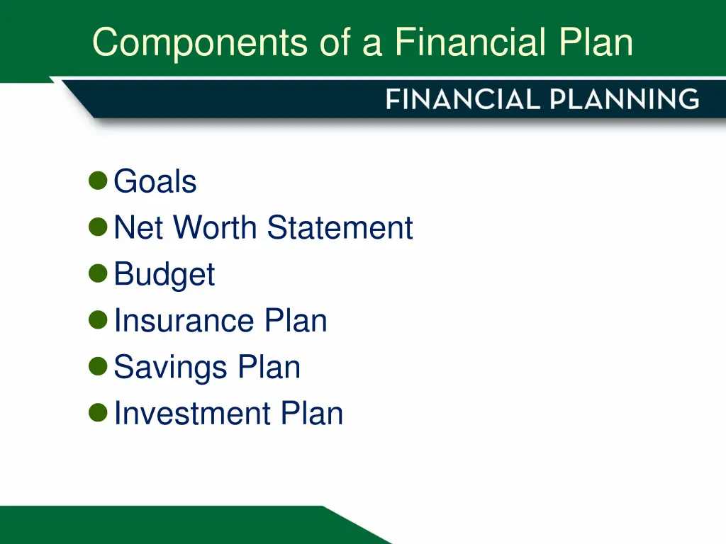 components of a financial plan